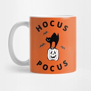 Halloween Cat & Pumpkin - Hocus Pocus (Black Text) Mug